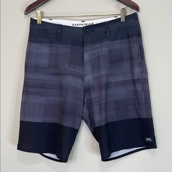 Vans Vanphibian Men’s Water Board Shorts Navy Blue Plaid Pockets Quick Dry 32 - Picture 13 of 13